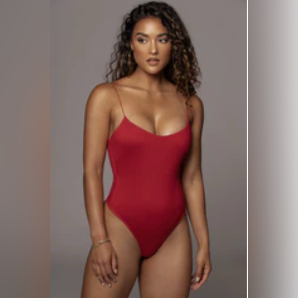 RED VIVIAN CORD STRAP BODYSUIT